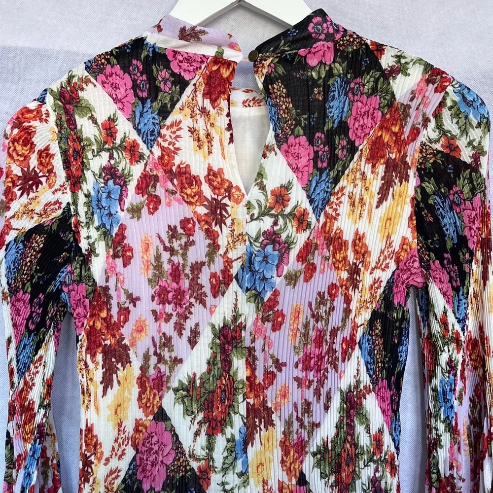 Anthropologie Maeve Shara Polished Pleats, Floral, Midi Dress XS - Picture 10 of 16